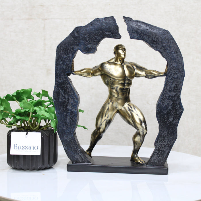 Decor Uncle Muscle Golden Man Statue | Elegant Fitness Decor for Home & Office, Unique Decorative Showpiece, for Fitness Trainer (Pack of 1) BSP-8296-1  L 22 W 8 H27