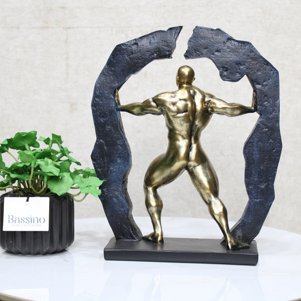 Decor Uncle Muscle Golden Man Statue | Elegant Fitness Decor for Home & Office, Unique Decorative Showpiece, for Fitness Trainer (Pack of 1) BSP-8296-1  L 22 W 8 H27