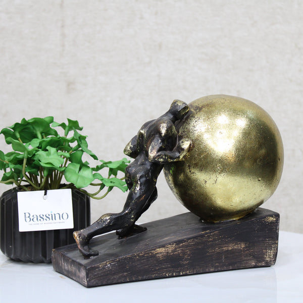 Sisyphus Sculpture Home Decor, Struggler Statue, Sportsman Figurine Ornament for Office Living Room (BSP - 8021) L 21 W 13 H 17 CM