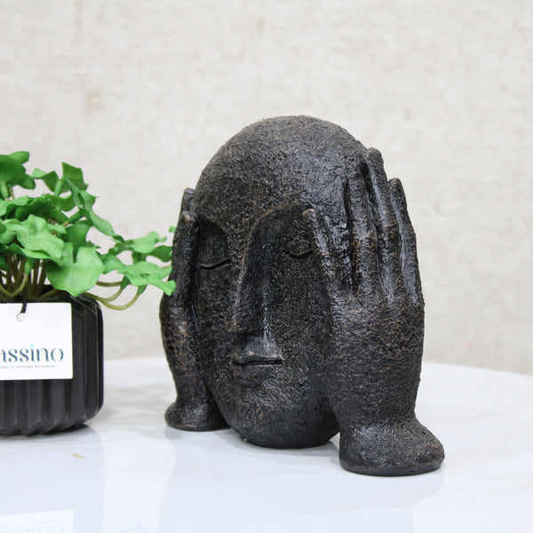Human Face Sculpture Showpiece for Home Décor Decorative Showpiece (BSP-8139) L 17 W 8 H 18 CM