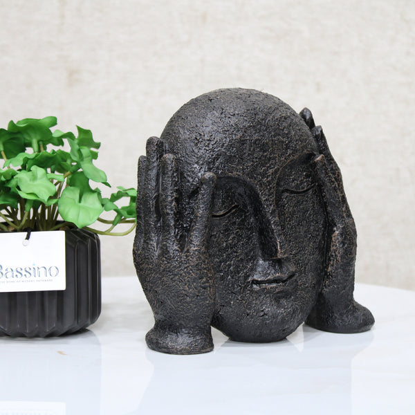 Human Face Sculpture Showpiece for Home Décor Decorative Showpiece (BSP-8139) L 17 W 8 H 18 CM