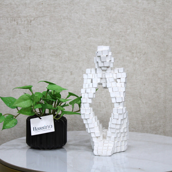 Abstract Geometric Block Human Sculpture – Modern Minimalist Art Piece For Home, Office, Library, Coffee Shop (BSP-8045) L 7 W 10 H 23 CM