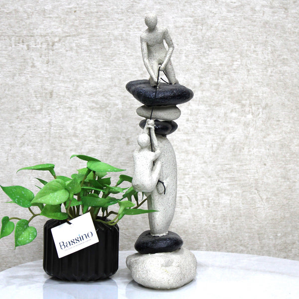 Modern Stone Climbing Sculpture – Inspirational Teamwork Figurine for Home Decor 13" Inch (BSP-8029)