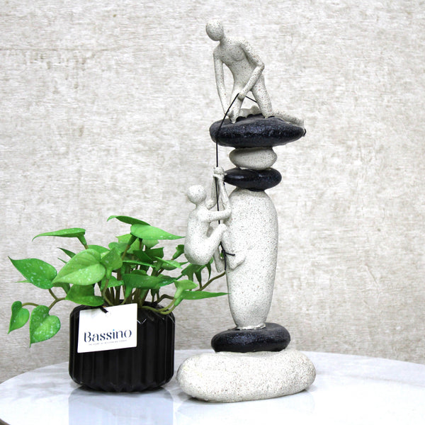 Modern Stone Climbing Sculpture – Inspirational Teamwork Figurine for Home Decor 13" Inch (BSP-8029)