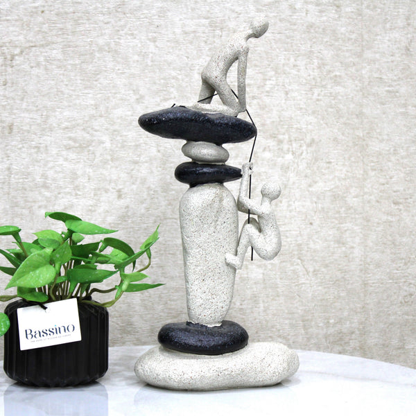 Modern Stone Climbing Sculpture – Inspirational Teamwork Figurine for Home Decor 13" Inch (BSP-8029)