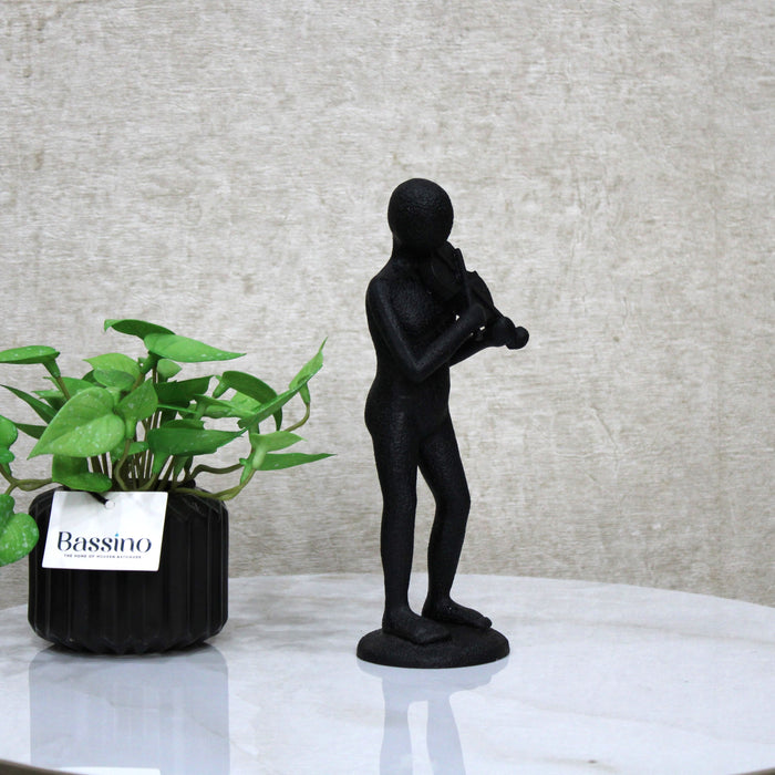 Artistic Musician Sculpture – Black Violinist Figure for Stylish Home or Studio Decor 8.5" Inch (BSP-8141)