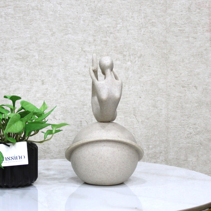 Modern Yoga Pose Sculpture on Planetary Orb 9 Inch (BSP-8024)