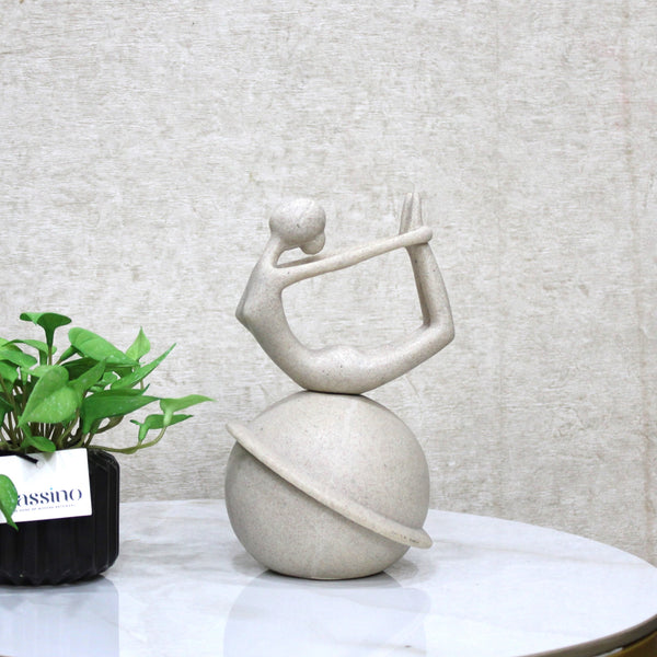Modern Yoga Pose Sculpture on Planetary Orb 9 Inch (BSP-8024)
