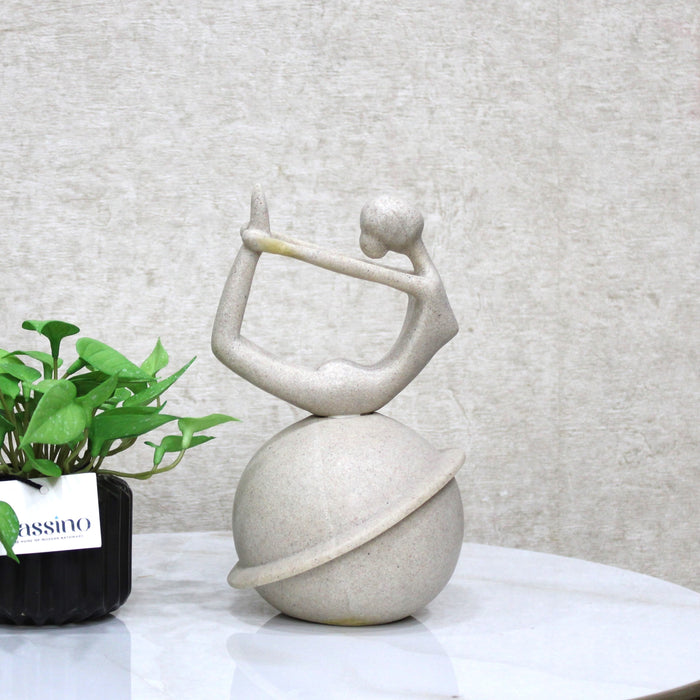 Modern Yoga Pose Sculpture on Planetary Orb 9 Inch (BSP-8024)