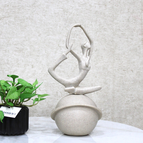 Modern Yoga Pose Sculpture on Planetary Orb 11 Inch (BSP-8050)
