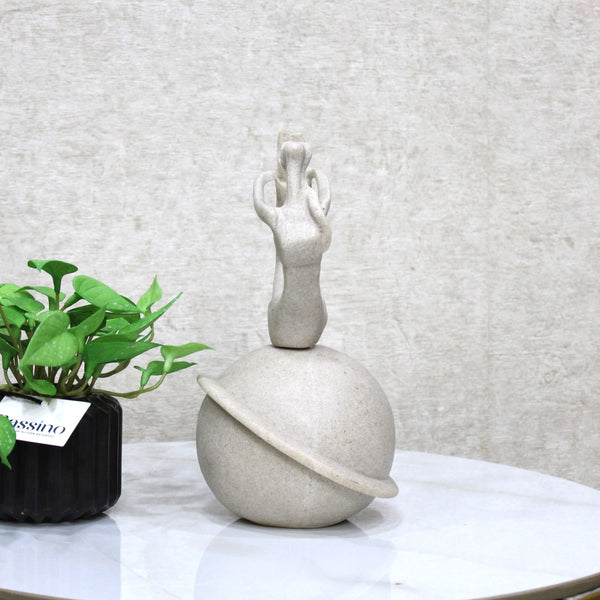 Modern Abstract Yoga Pose Sculpture on Sphere 9 Inch (BSP-8036)
