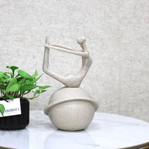 Modern Abstract Yoga Pose Sculpture on Sphere 9 Inch (BSP-8036)