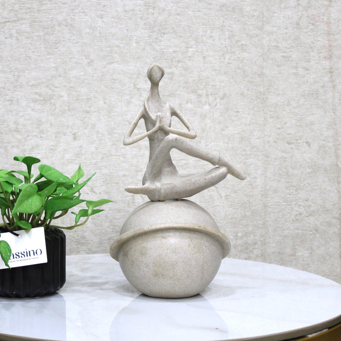 Minimalist Yoga Pose Sculpture – Meditative Figurine on Orb Base for Home or Studio Decor 10 Inch (BSP-8058)