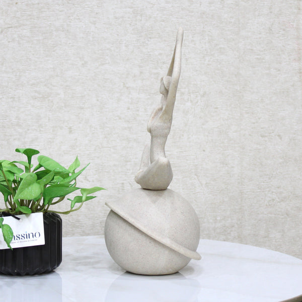 Modern Minimalist Yoga Pose Sculpture – Zen Meditation Decor on Orb Base 11.5 Inch (BSP-8030)