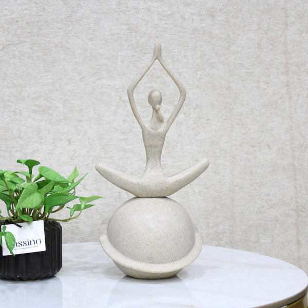 Modern Minimalist Yoga Pose Sculpture – Zen Meditation Decor on Orb Base 11.5 Inch (BSP-8030)