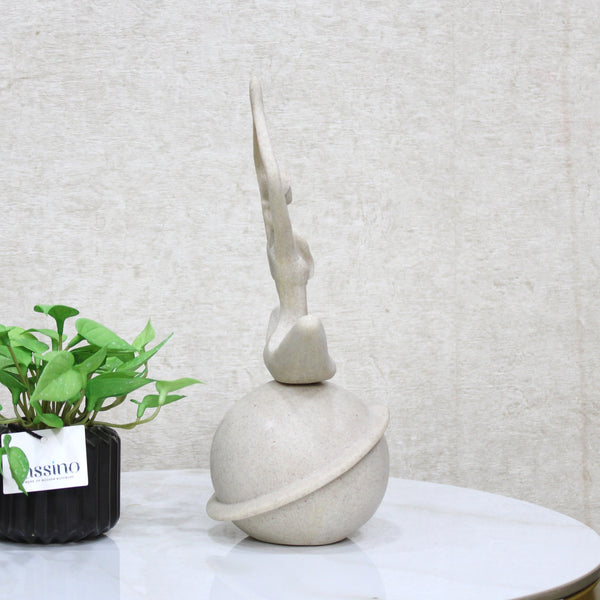Modern Minimalist Yoga Pose Sculpture – Zen Meditation Decor on Orb Base 11.5 Inch (BSP-8030)