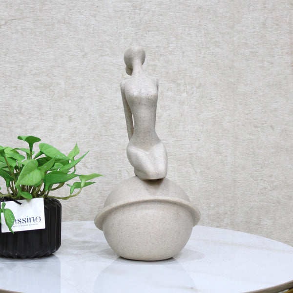 Modern Minimalist Yoga Pose Sculpture – Zen Meditation Decor on Orb Base 10 Inch (BSP-8051)