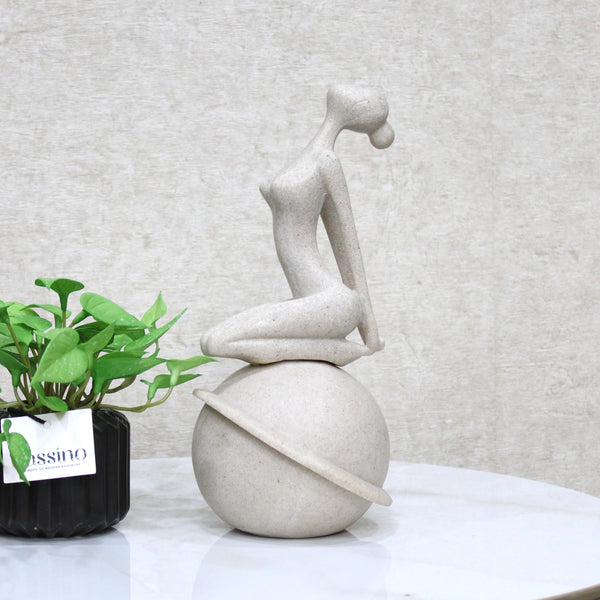 Modern Minimalist Yoga Pose Sculpture – Zen Meditation Decor on Orb Base 10 Inch (BSP-8051)