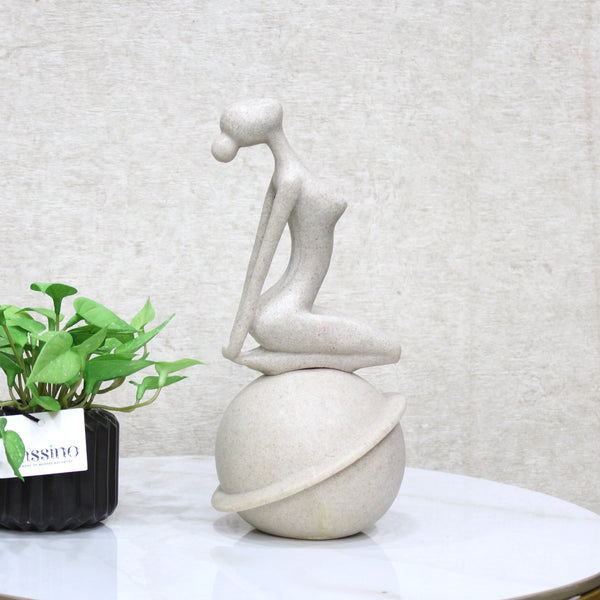 Modern Minimalist Yoga Pose Sculpture – Zen Meditation Decor on Orb Base 10 Inch (BSP-8051)
