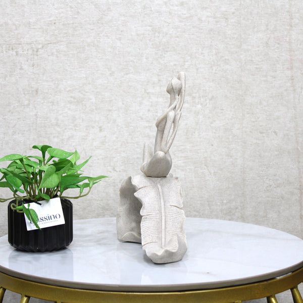 Minimalist Yoga Lady Sculpture in Seated Stretch Pose - Art Figurine on Sphere Base 10 Inch (BSP-8032)
