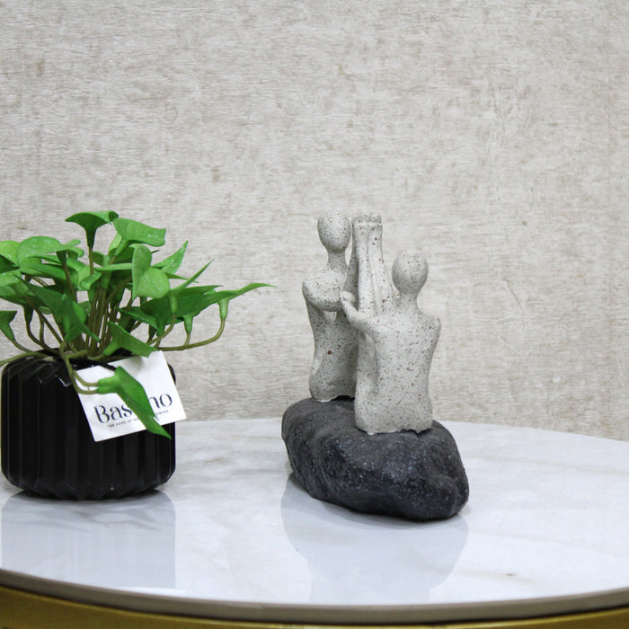 Modern Couple Yoga Pose Sculpture – Abstract Resin Art for Home & Office Decor 6 Inch (BSP-8012)