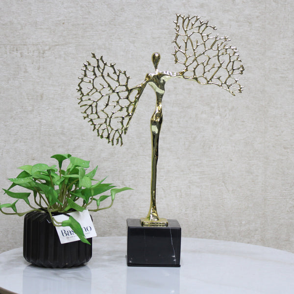 Modern Artistic Angel Figurine – Sculpture on Black Marble Base 13 Inch (BSP-8133)
