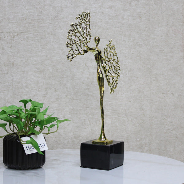 Modern Artistic Angel Figurine – Sculpture on Black Marble Base 13 Inch (BSP-8133)
