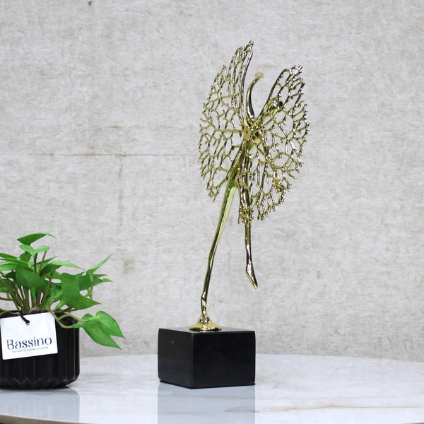 Modern Artistic Angel Figurine – Sculpture on Black Marble Base 13 Inch (BSP-8132)