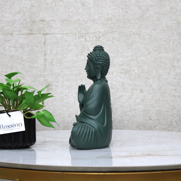 Matte Green Meditating Buddha Statue - Calming Presence for Home & Office 8 Inch (BSP-1119)