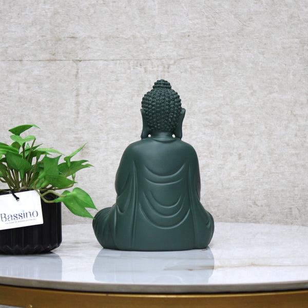 Matte Green Meditating Buddha Statue - Calming Presence for Home & Office 8 Inch (BSP-1119)