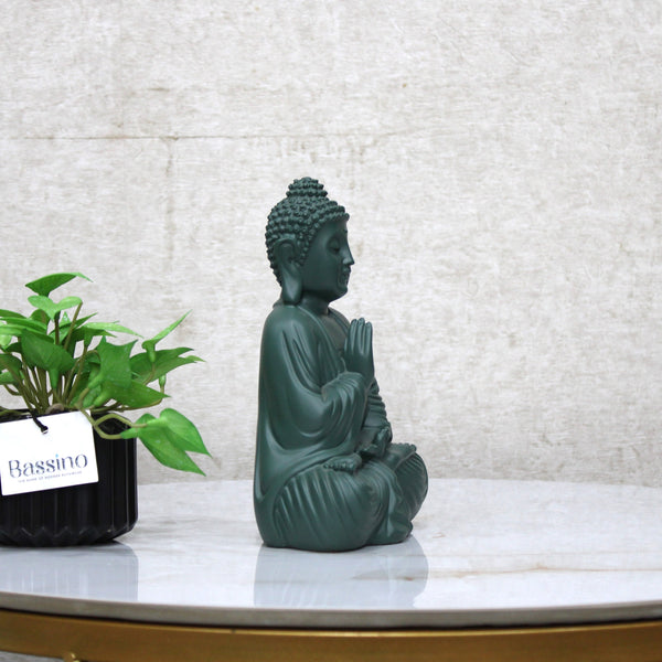 Matte Green Meditating Buddha Statue - Calming Presence for Home & Office 8 Inch (BSP-1119)
