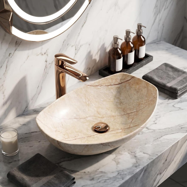 Premium Ceramic Table Top Wash Basin, Ivory Matt Finish (22 × 16 × 6 In) BTT-1443