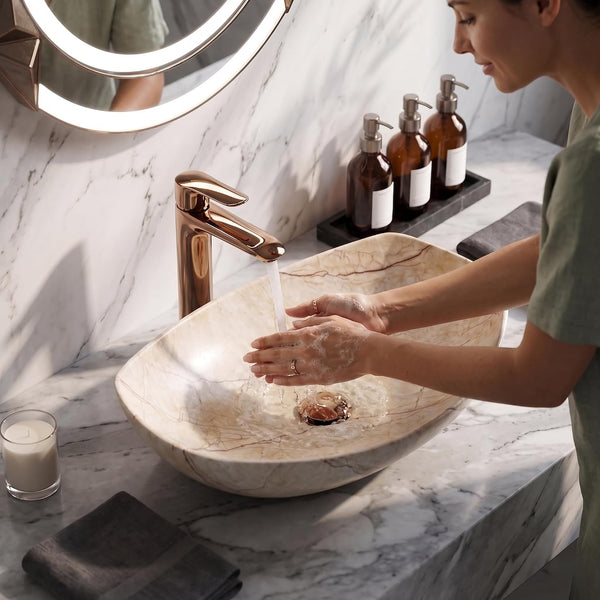 Premium Ceramic Table Top Wash Basin, Ivory Matt Finish (22 × 16 × 6 In) BTT-1443