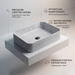 Light grey marble pattern ceramic rectangular table top wash basin 460x325x125 mm with rounded corners and horizontal ribbed exterior.