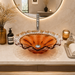 Luxury Amber Orange Crystal Glass Table Top Wash Basin – 420 × 420 × 130 mm