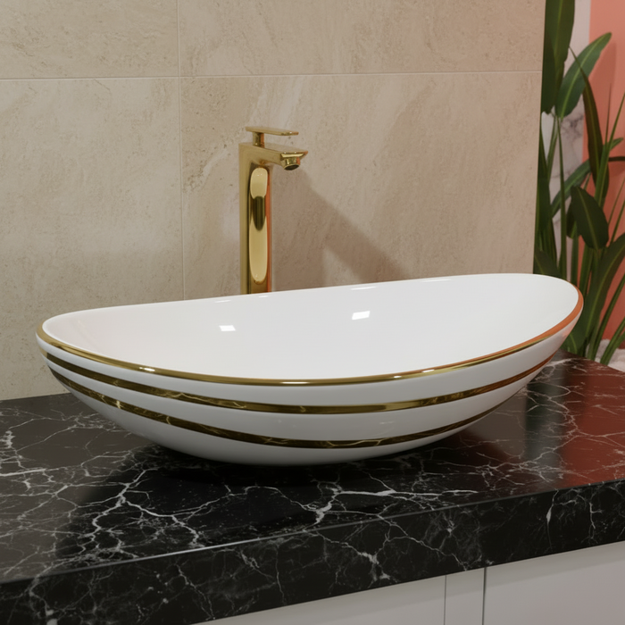 Luxury Gold Detailing Countertop Wash Basin