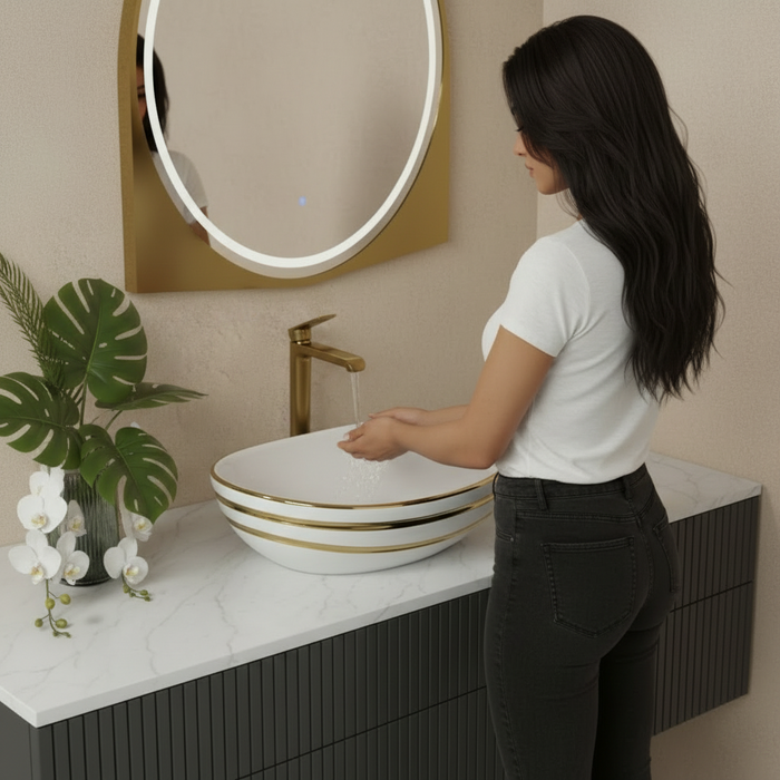 Luxury Gold Detailing Countertop Wash Basin
