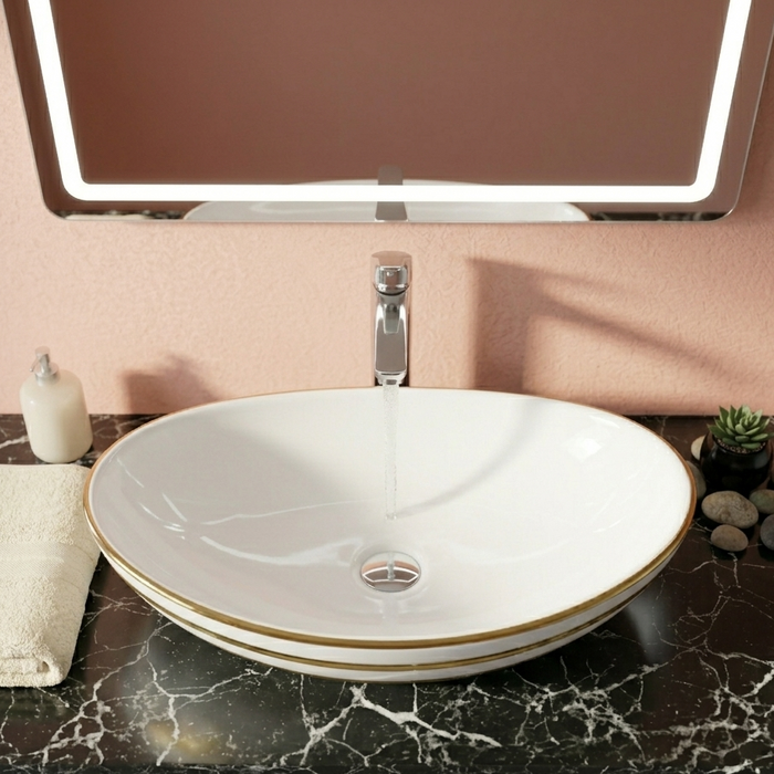 Luxury Gold Detailing Countertop Wash Basin