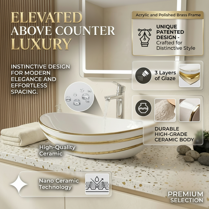 Luxury Gold Detailing Countertop Wash Basin