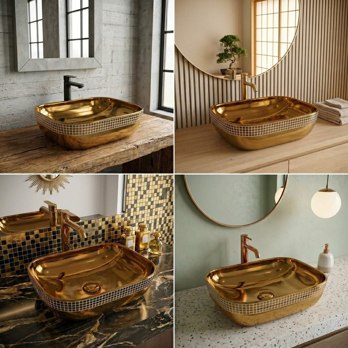 Luxury Gold Rectangular Basin 