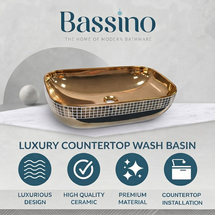 Luxury Gold Rectangular Basin 