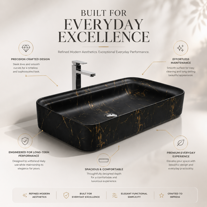 Luxury Matt Marble Countertop Wash Basin 
