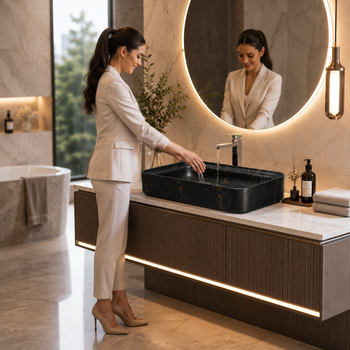 Luxury Matt Marble Countertop Wash Basin 