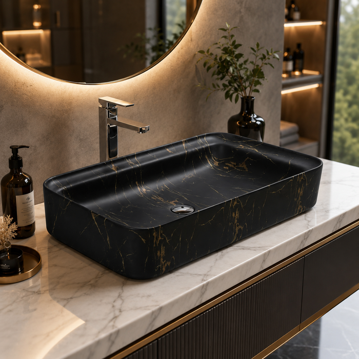 Luxury Matt Marble Countertop Wash Basin 