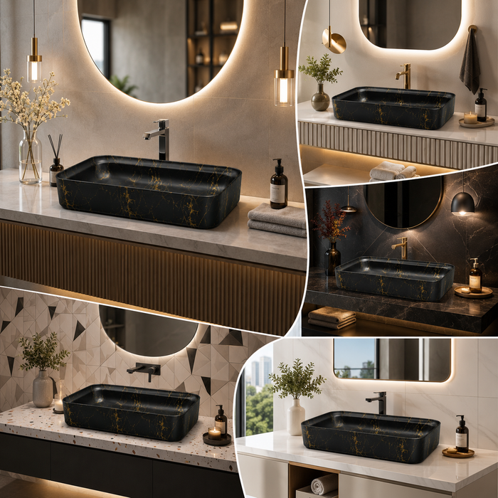 Luxury Matt Marble Countertop Wash Basin 