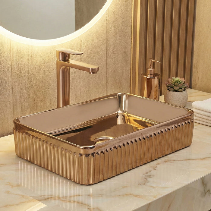 Luxury Rose Gold Countertop Wash Basin 