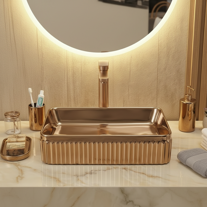 Luxury Rose Gold Countertop Wash Basin 
