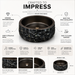 Luxury black textured artificial stone table top wash basin with a smooth round interior, 400 × 400 × 150 mm.