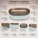 Luxury bronze and white dual-tone table top wash basin with rounded rectangular shape and elegant fluted exterior design for modern bathrooms.