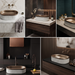 Luxury bronze and white dual-tone table top wash basin with rounded rectangular shape and elegant fluted exterior design for modern bathrooms.